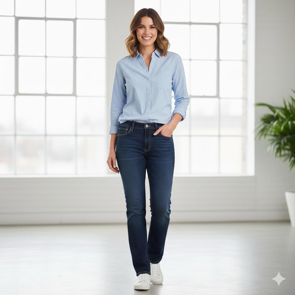 Riders By Lee Jeans Women's Petite 18P Dark Blue Straight Leg Instantly Slims